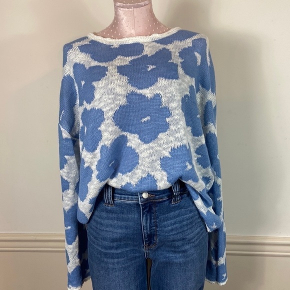 FLOWER sweater blue/white lightweight - Picture 2 of 6